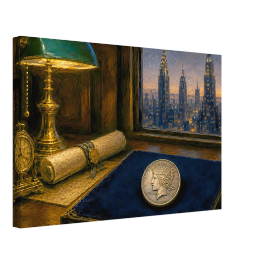 1928 Before the Fall Peace Dollar canvas print — view 2