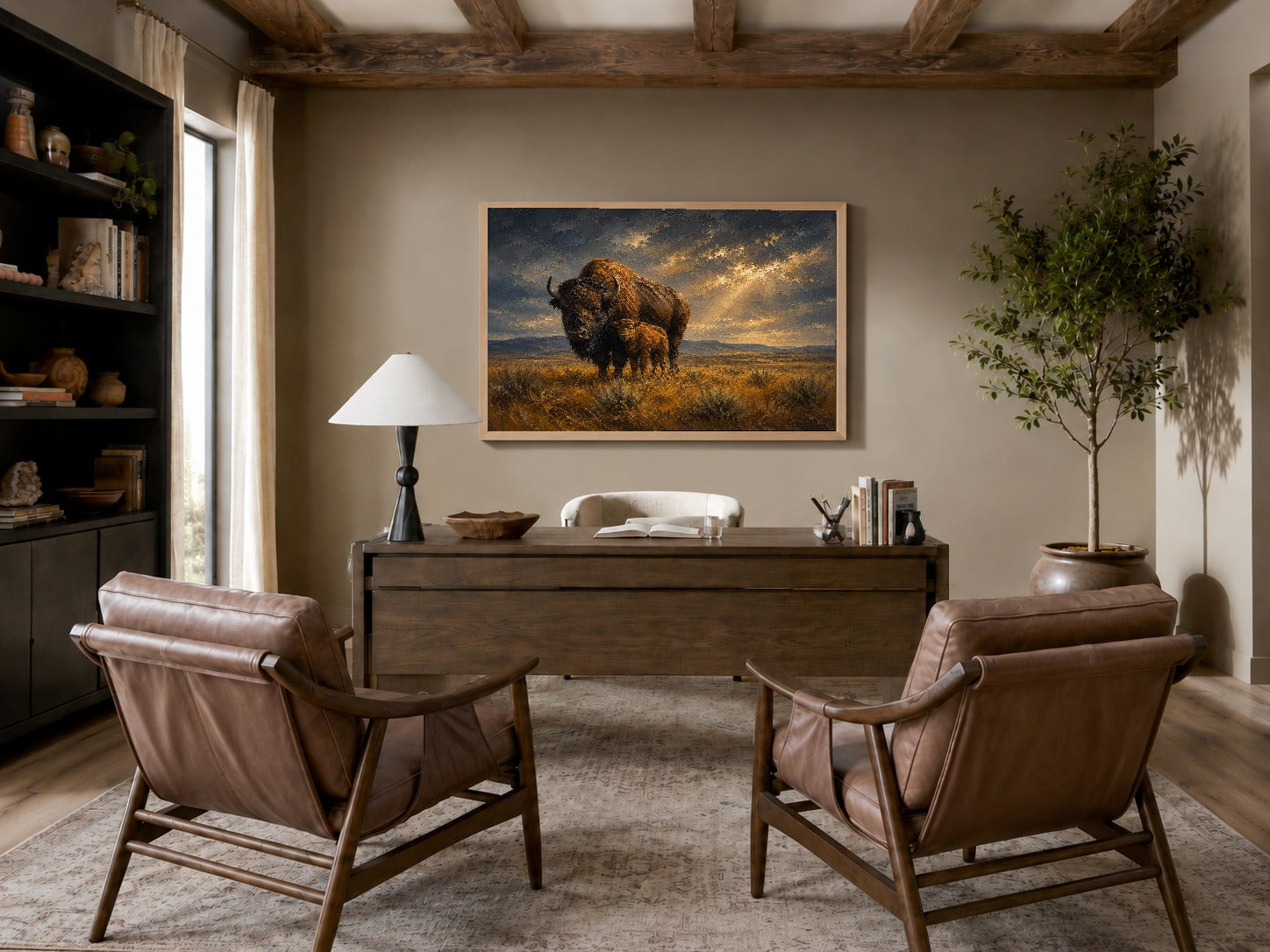 Western and bison wall art featuring Buffalo Nickel-inspired designs, American plains landscapes, and collector decor by The Mint Mark