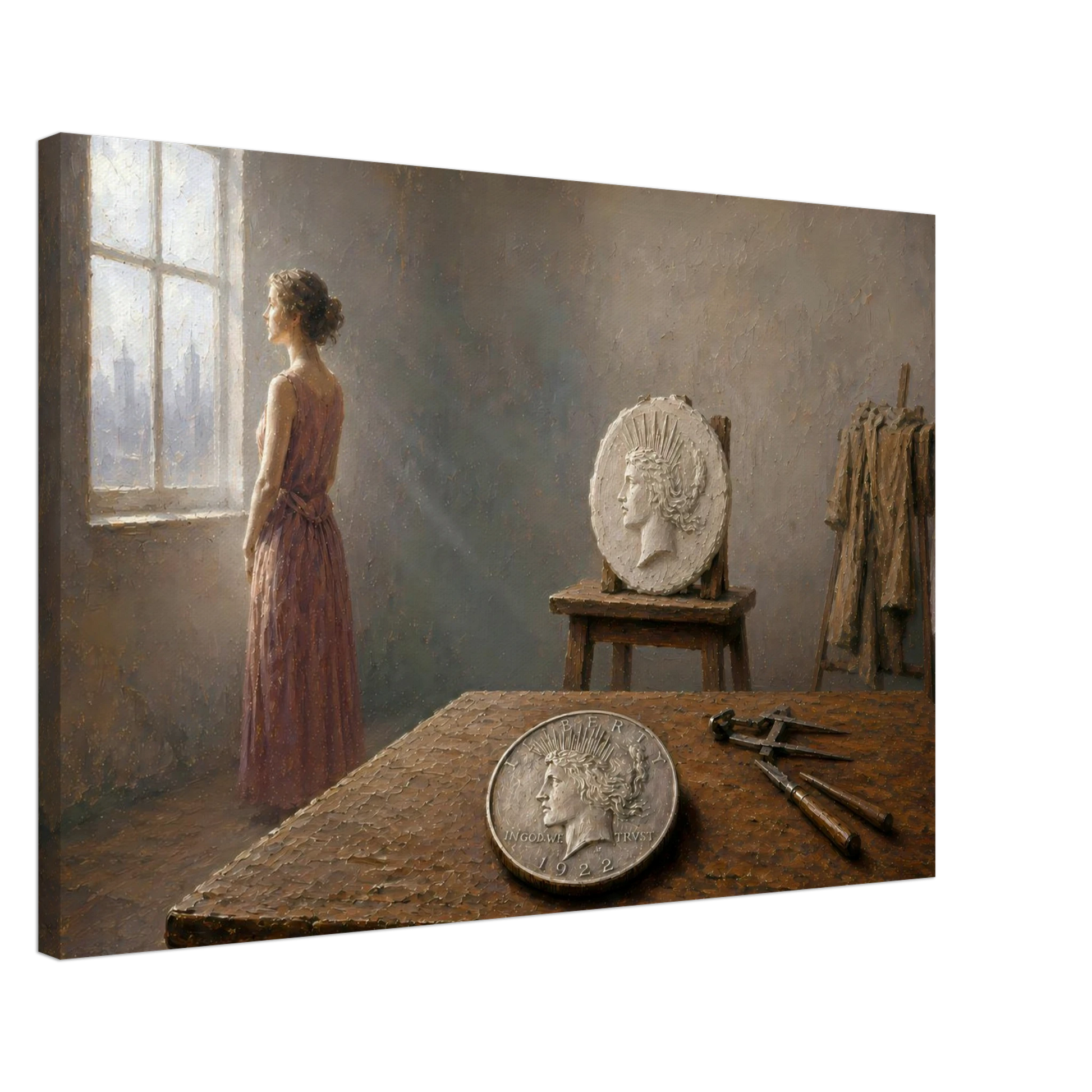 The Sculptor's Wife 1922 Peace Dollar fine art canvas print by The MintMark