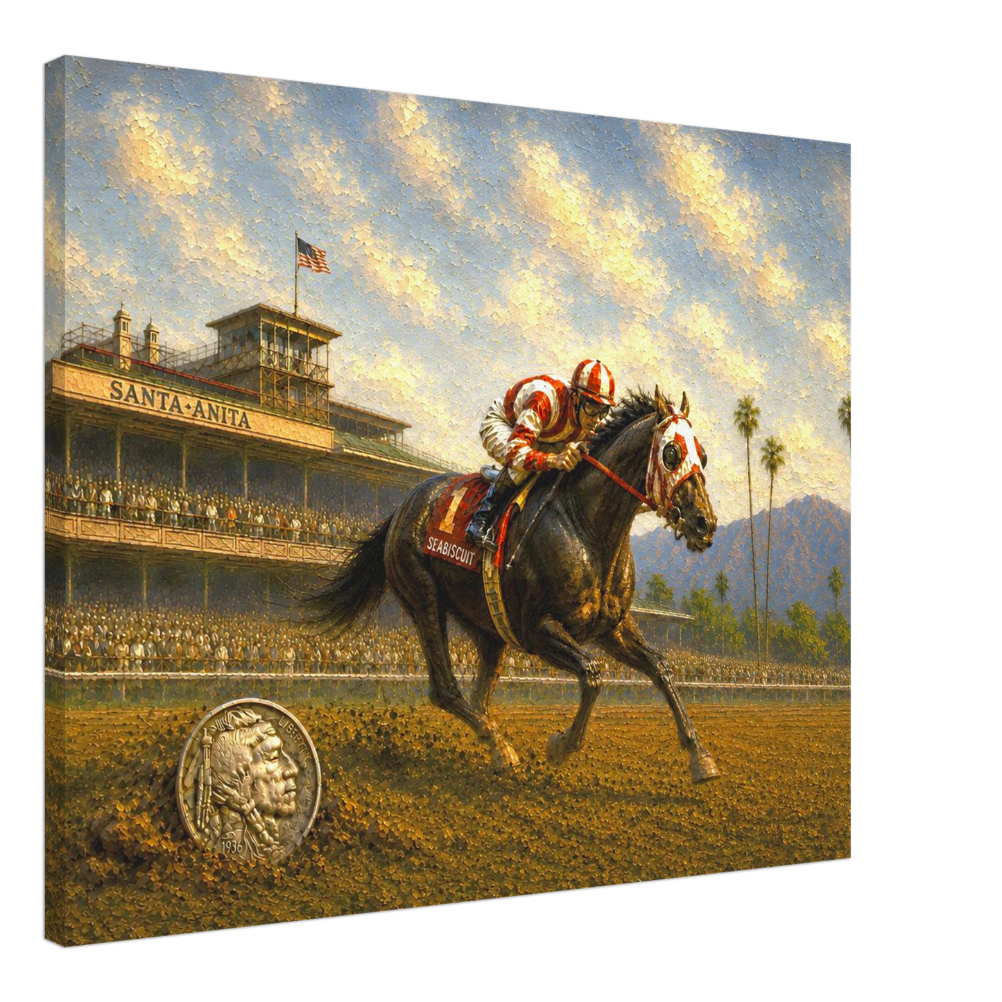 Seabiscuit at Santa Anita Buffalo Nickel canvas print — view 5