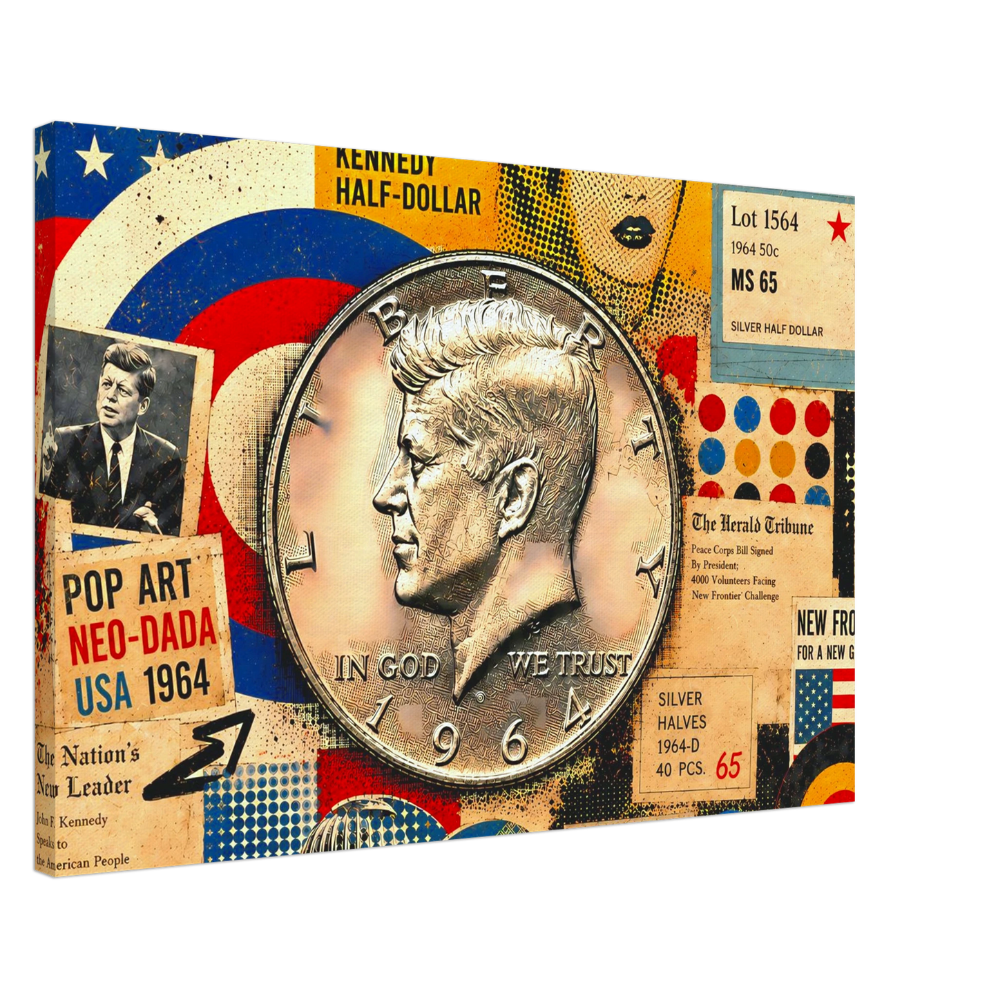 New Frontier 1964 Kennedy Half Dollar pop art collage print by The MintMark