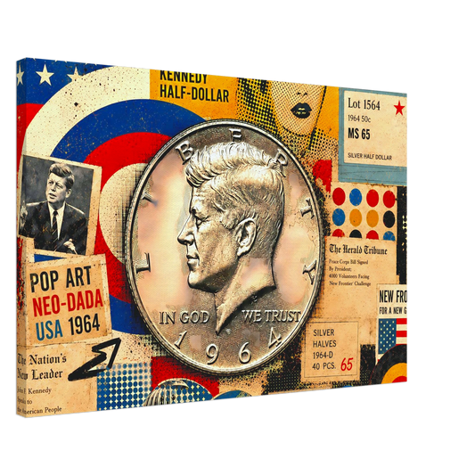 New Frontier 1964 Kennedy Half Dollar pop art collage print by The MintMark