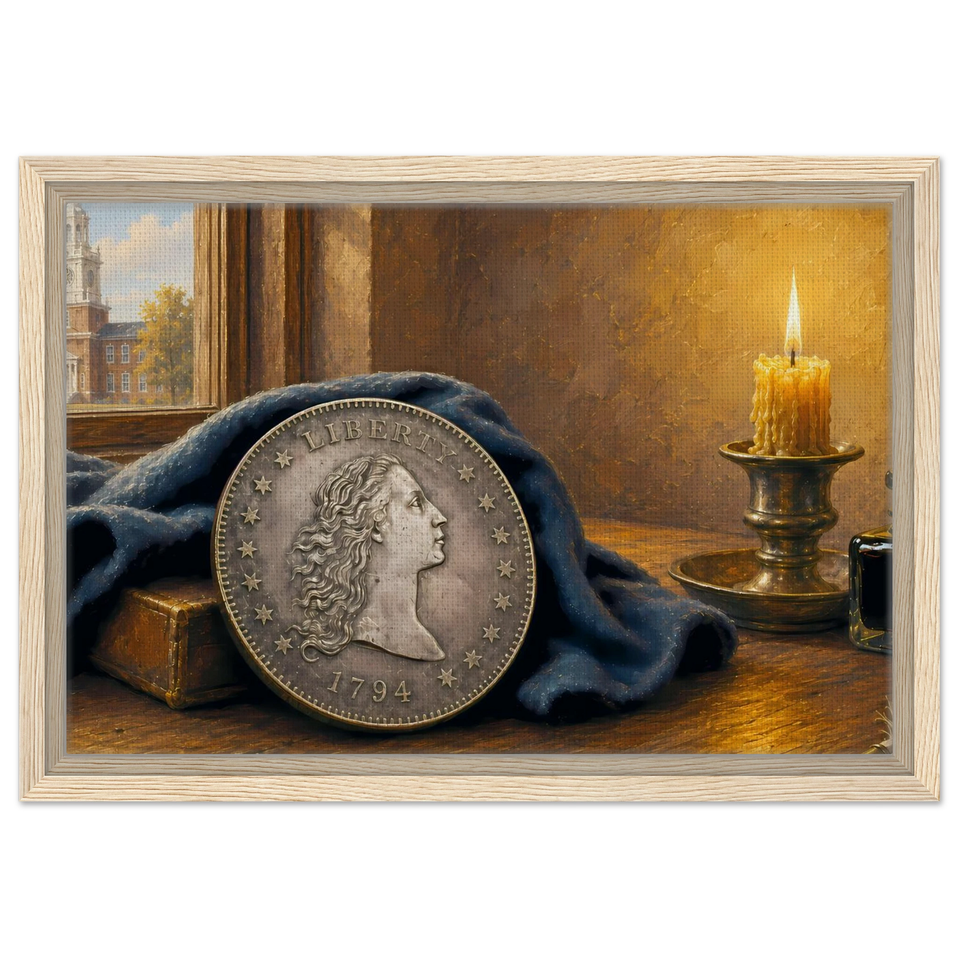 1794 Flowing Hair Silver Dollar framed canvas — view 9