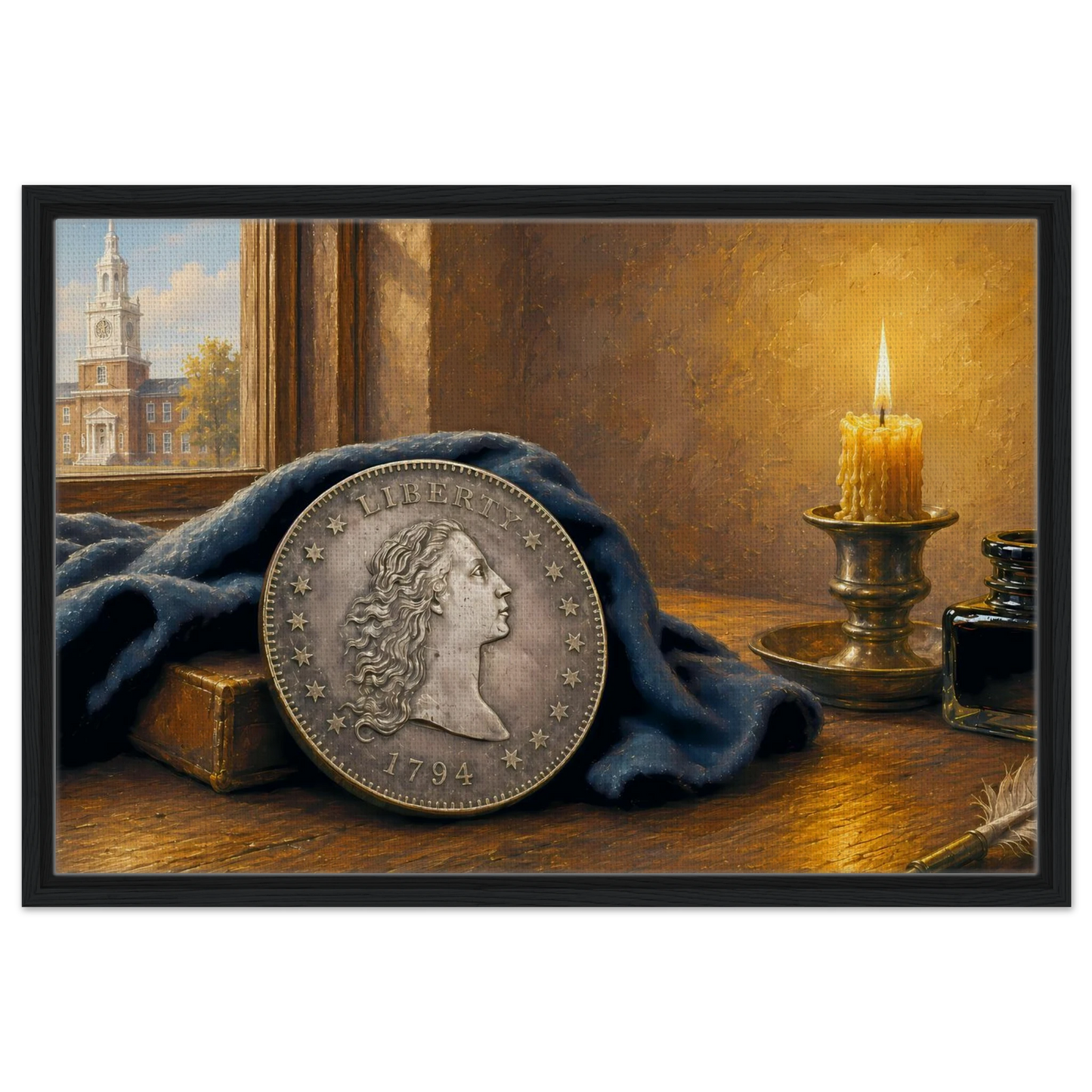 1794 Flowing Hair Silver Dollar framed canvas — view 5