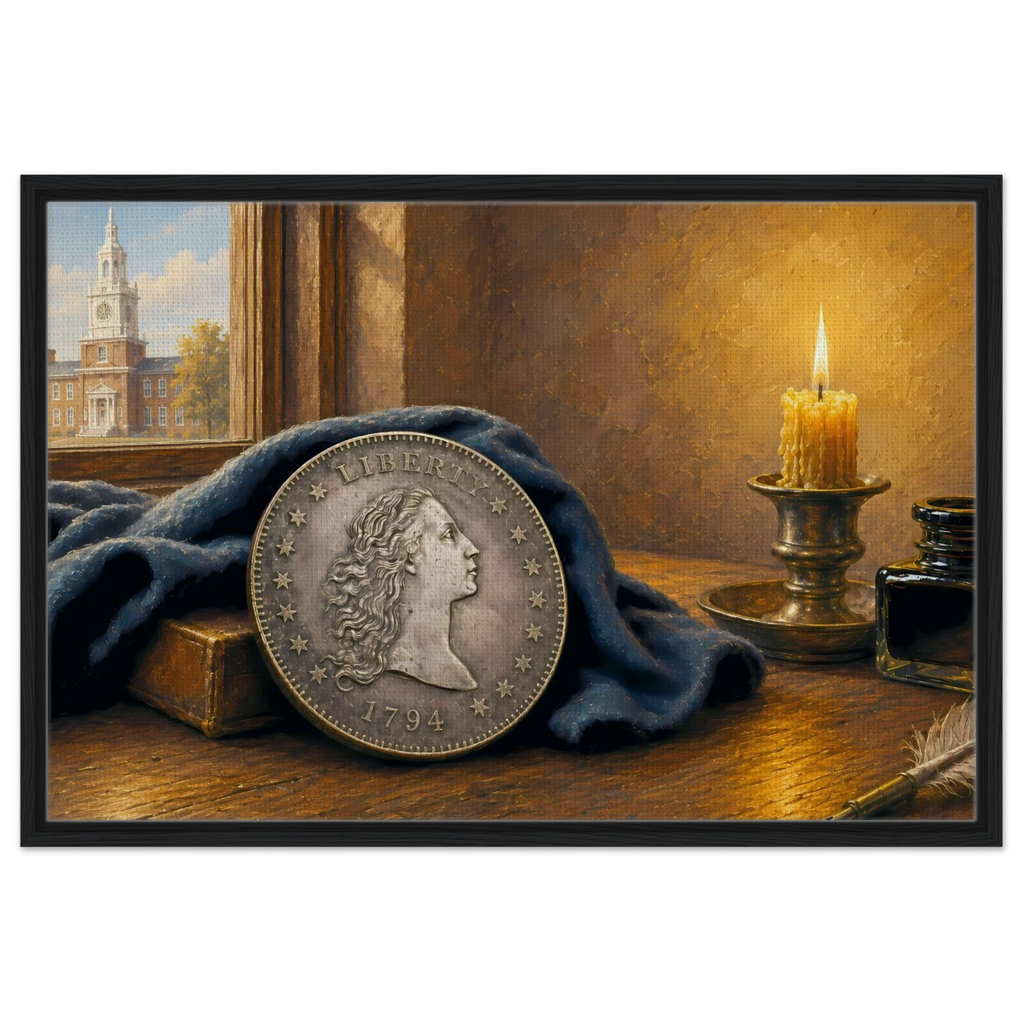 1794 Flowing Hair Silver Dollar framed canvas — view 6