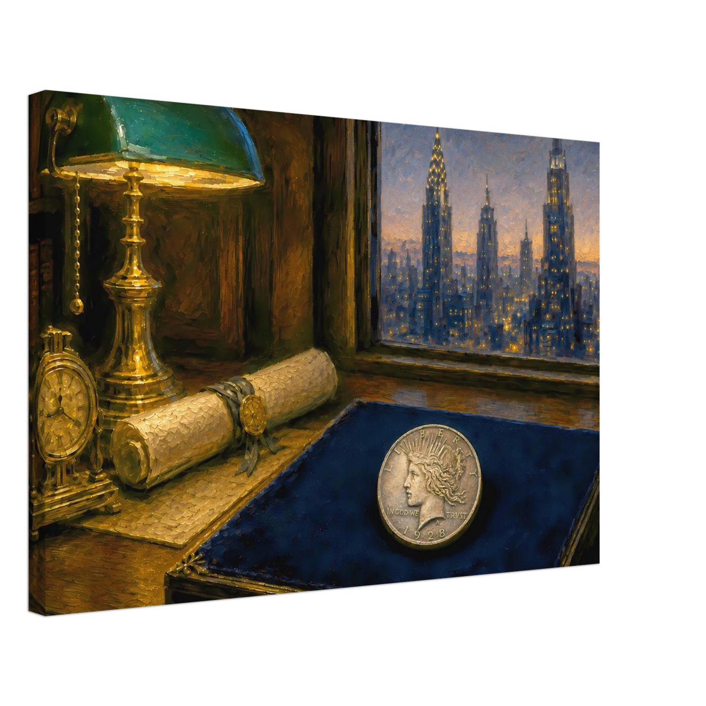 1928 Before the Fall Peace Dollar canvas print — view 3