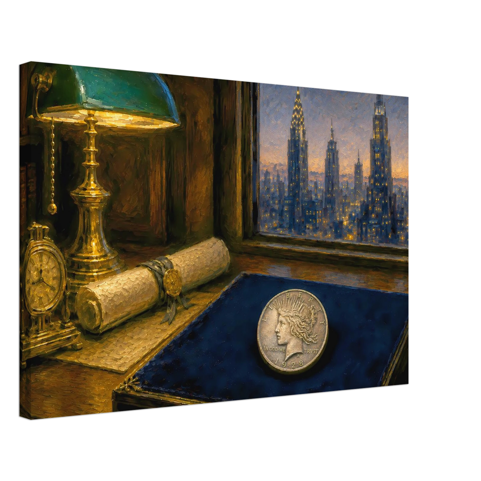 1928 Before the Fall Peace Dollar canvas print — view 3