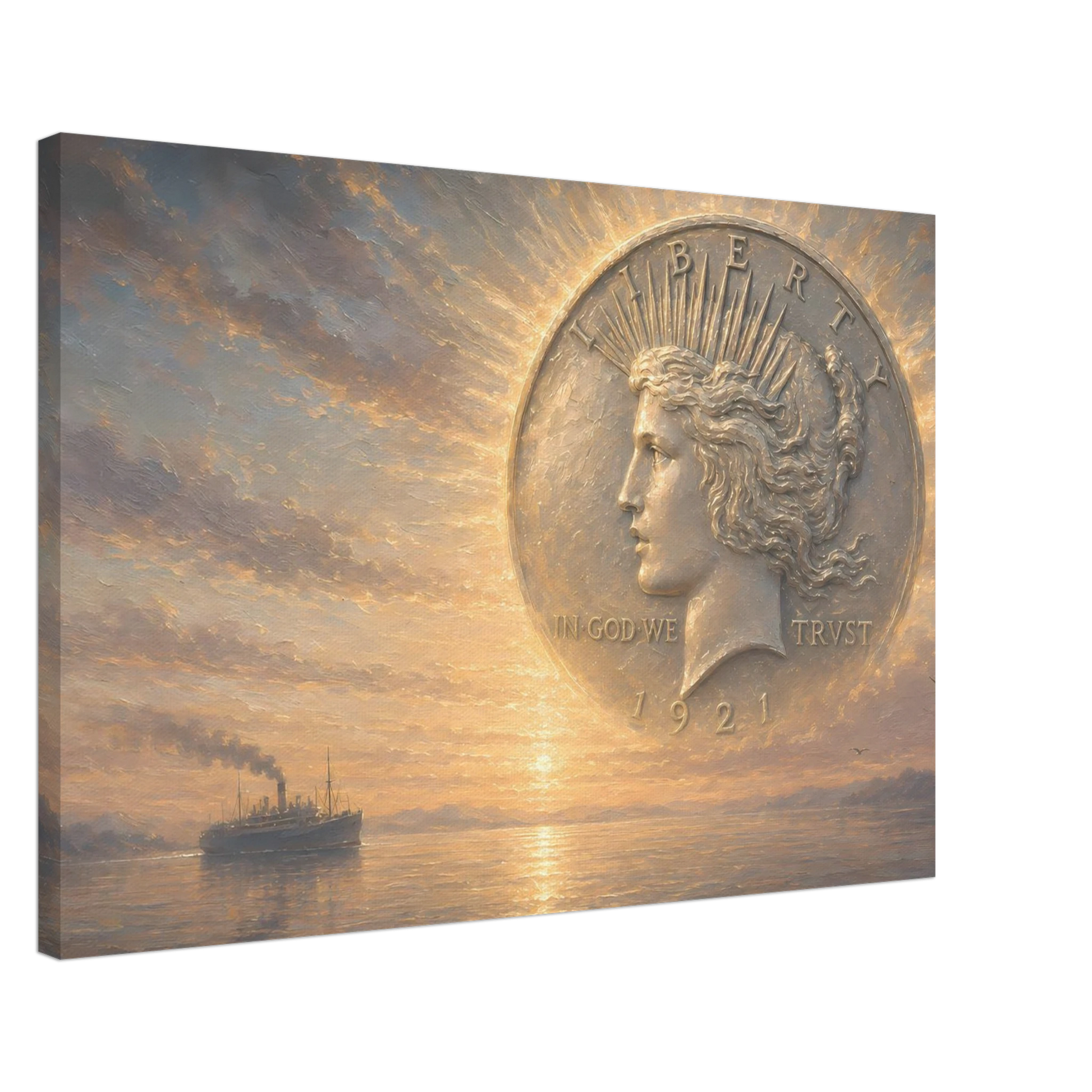 First Light of Peace 1921 High Relief Peace Dollar fine art canvas print by The MintMark