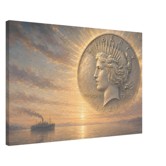 First Light of Peace 1921 High Relief Peace Dollar fine art canvas print by The MintMark