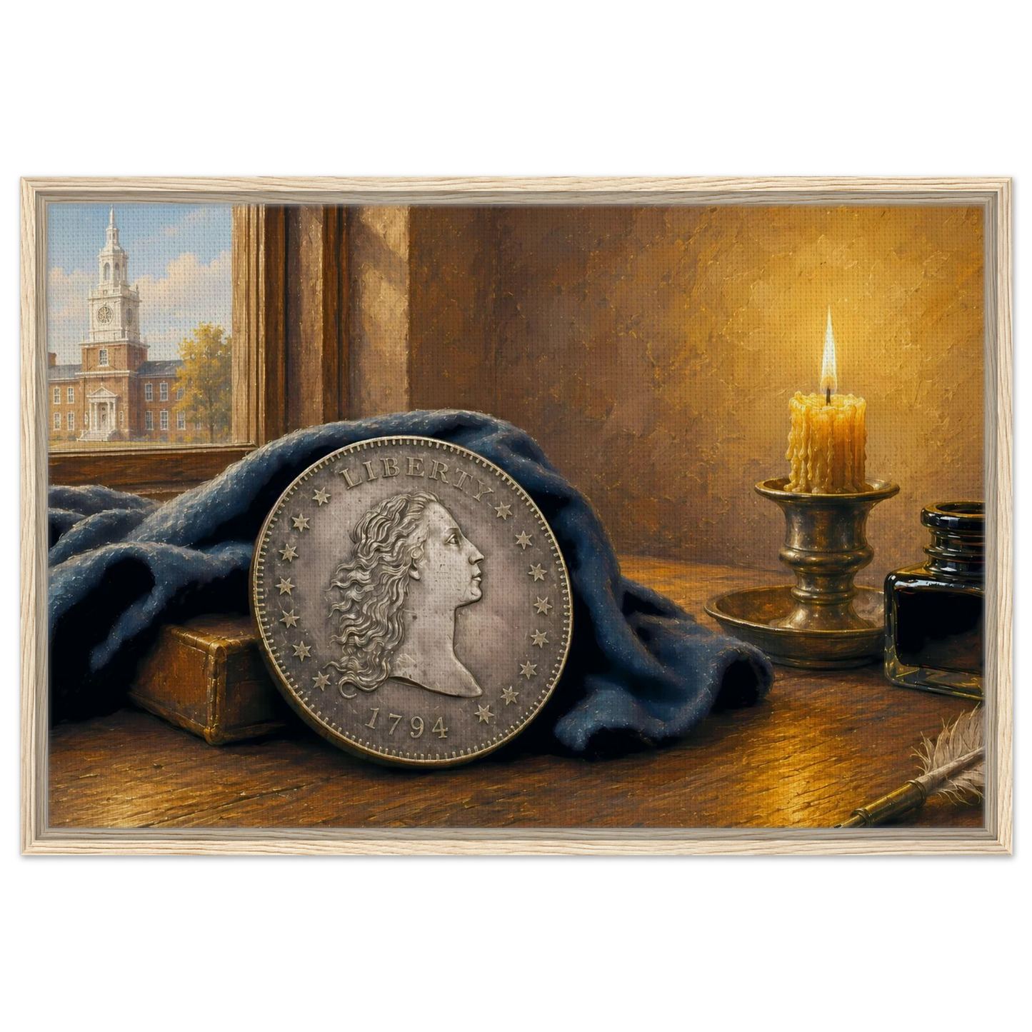 1794 Flowing Hair Silver Dollar framed canvas — view 2