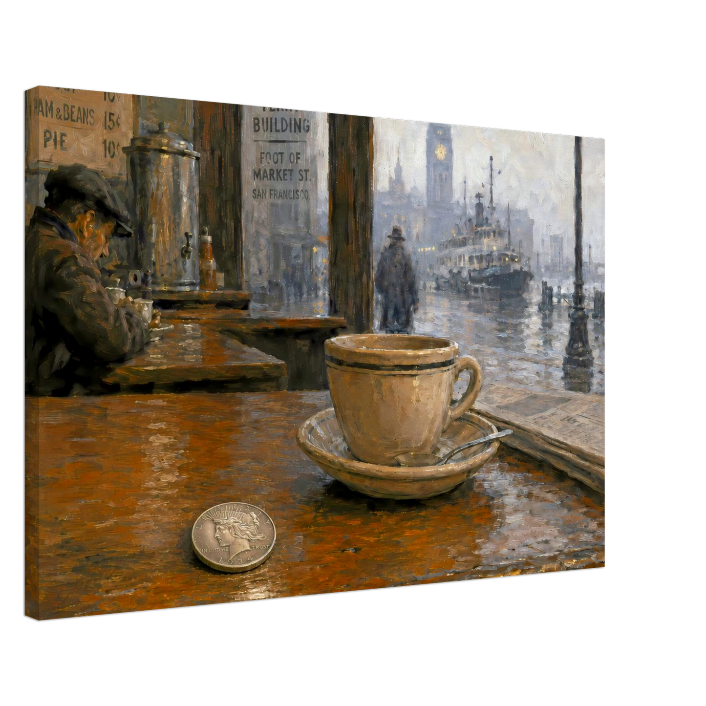 1934-S Peace Dollar San Francisco Depression-era coin wall art canvas print by The MintMark
