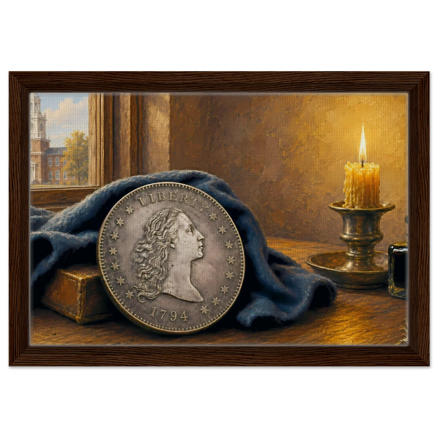 1794 Flowing Hair Silver Dollar framed canvas — view 3