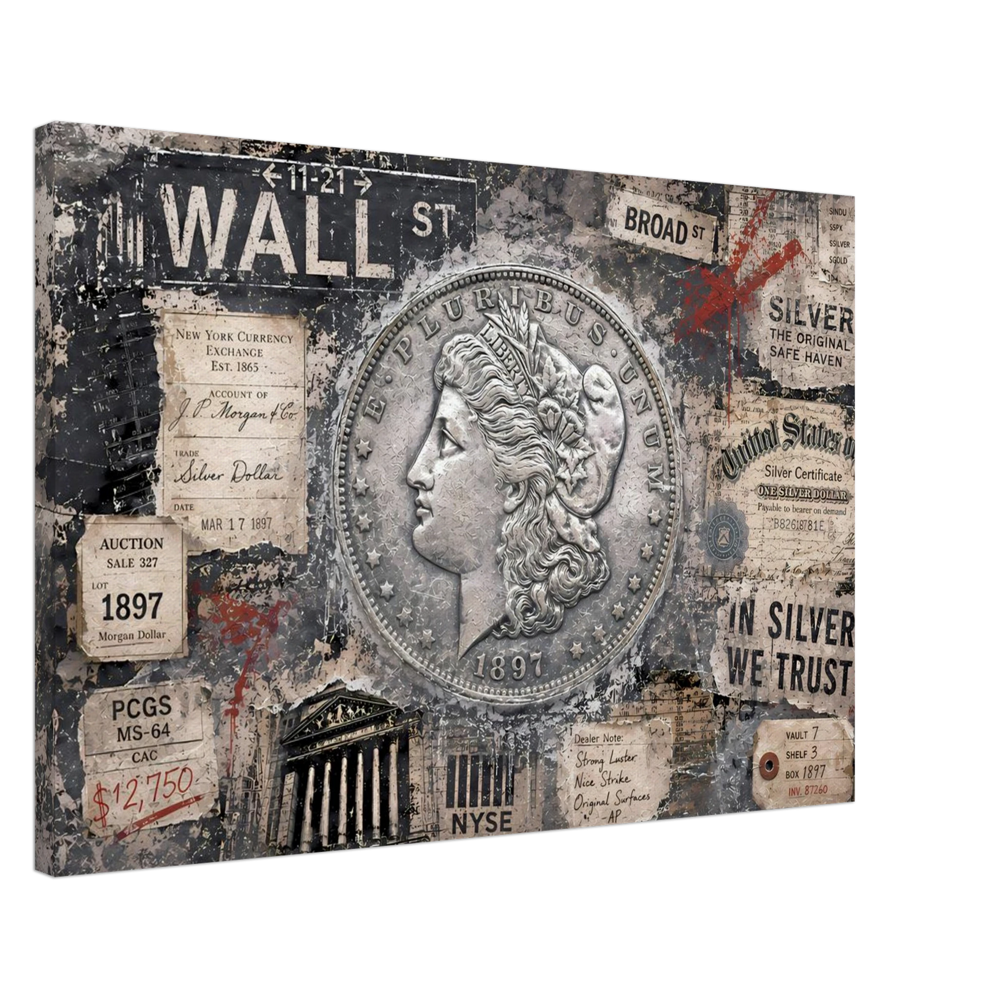Morgan Wall Street Relic 1897 Silver Dollar fine art canvas print by The MintMark