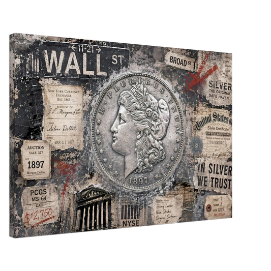 Morgan Wall Street Relic 1897 Silver Dollar fine art canvas print by The MintMark