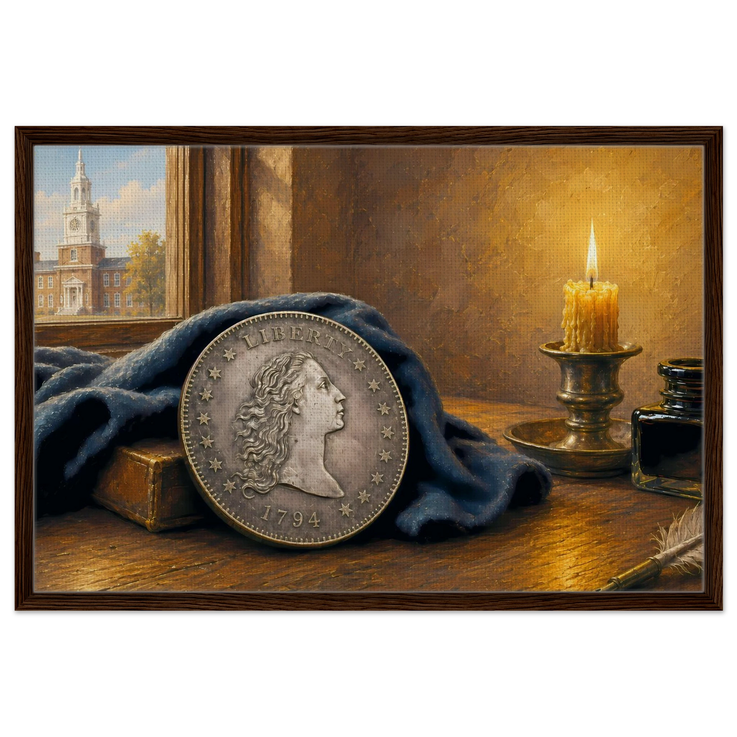 1794 Flowing Hair Silver Dollar framed canvas — view 4