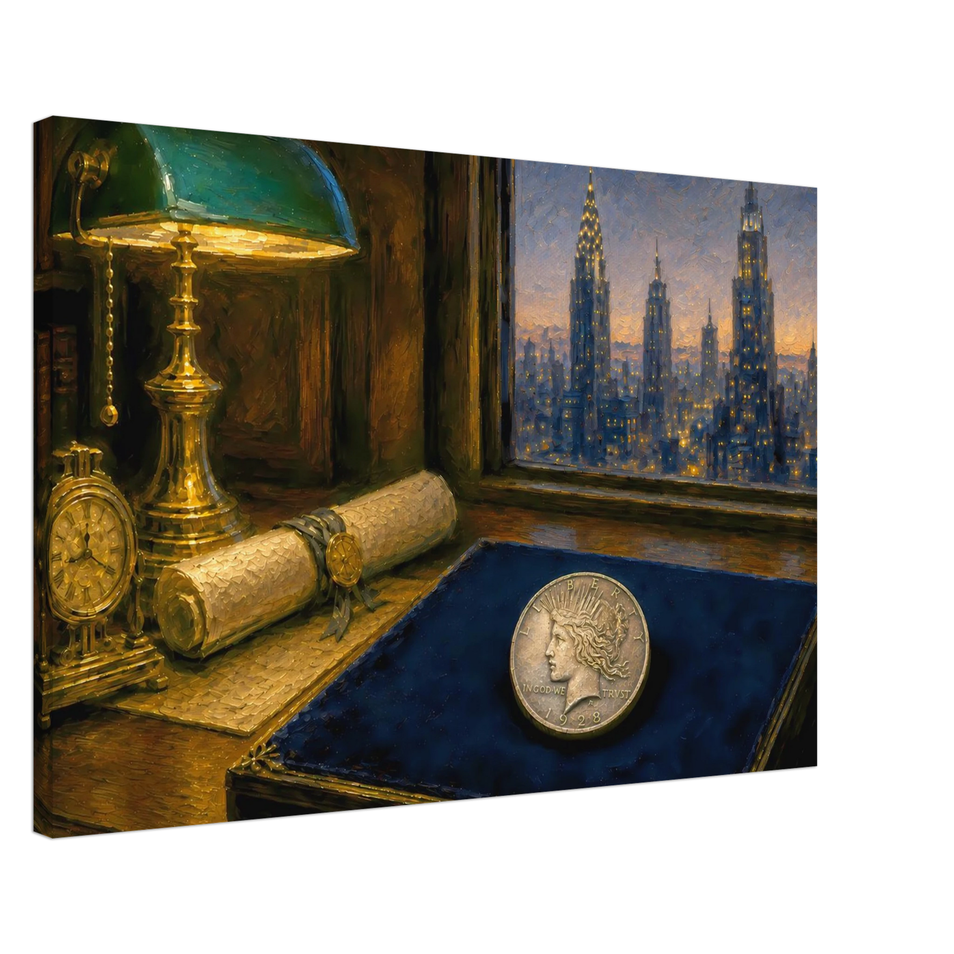 1928 Before the Fall — Peace Dollar New York study fine art canvas print by The MintMark