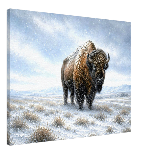 Winter Sentinel bison canvas print — view 2