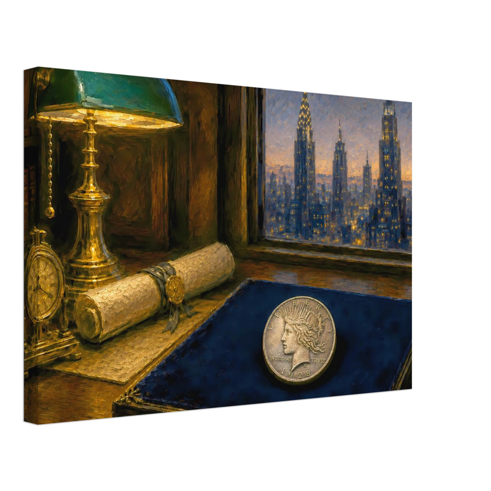 1928 Before the Fall Peace Dollar canvas print — view 2