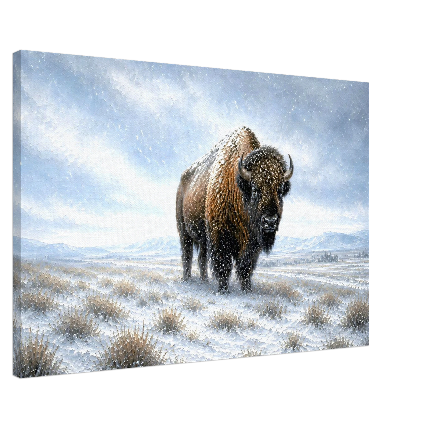 Winter Sentinel American bison in snow fine art canvas print by The MintMark