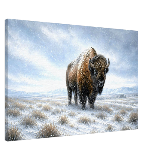 Winter Sentinel American bison in snow fine art canvas print by The MintMark