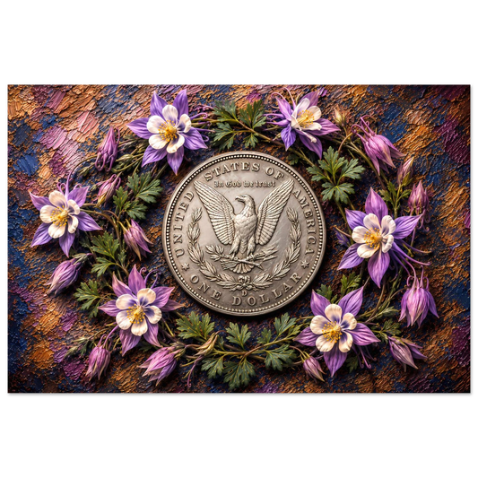Columbine Silver Denver Morgan in Bloom metal art print by The MintMark