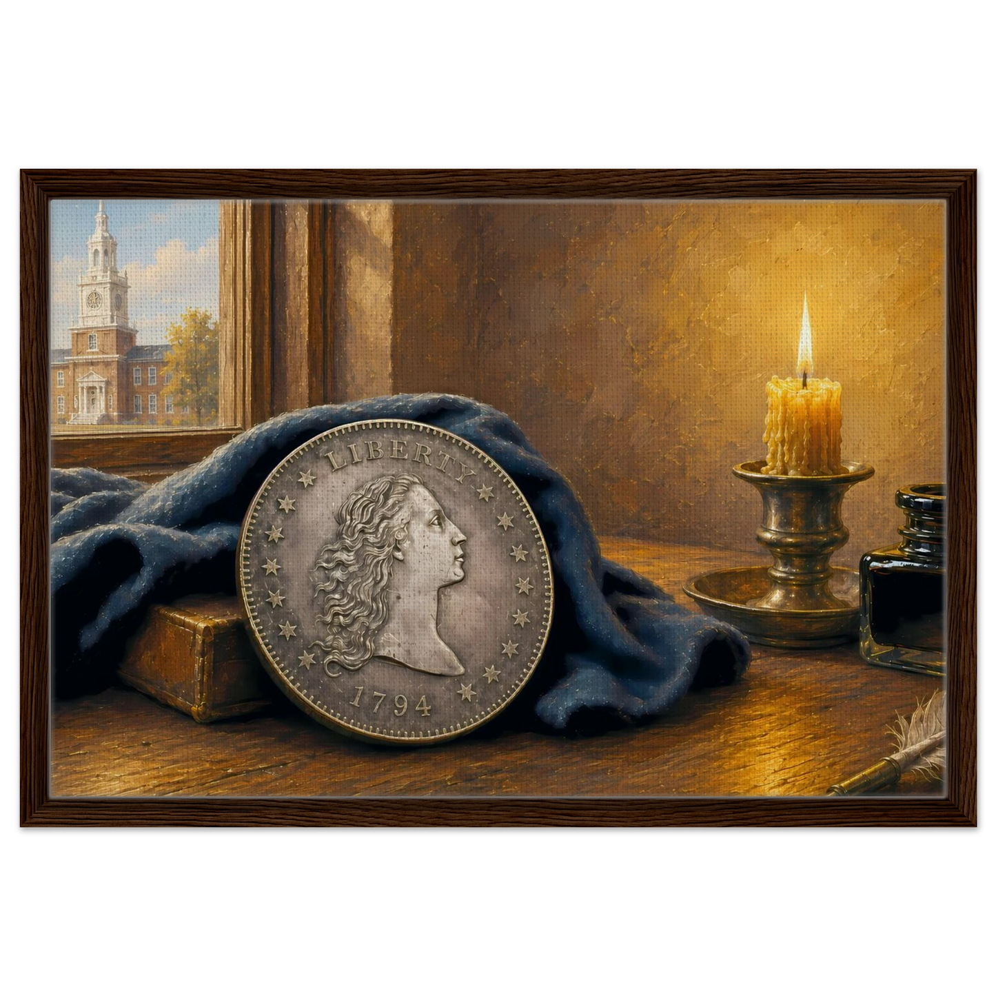 1794 Flowing Hair Silver Dollar framed canvas — view 12