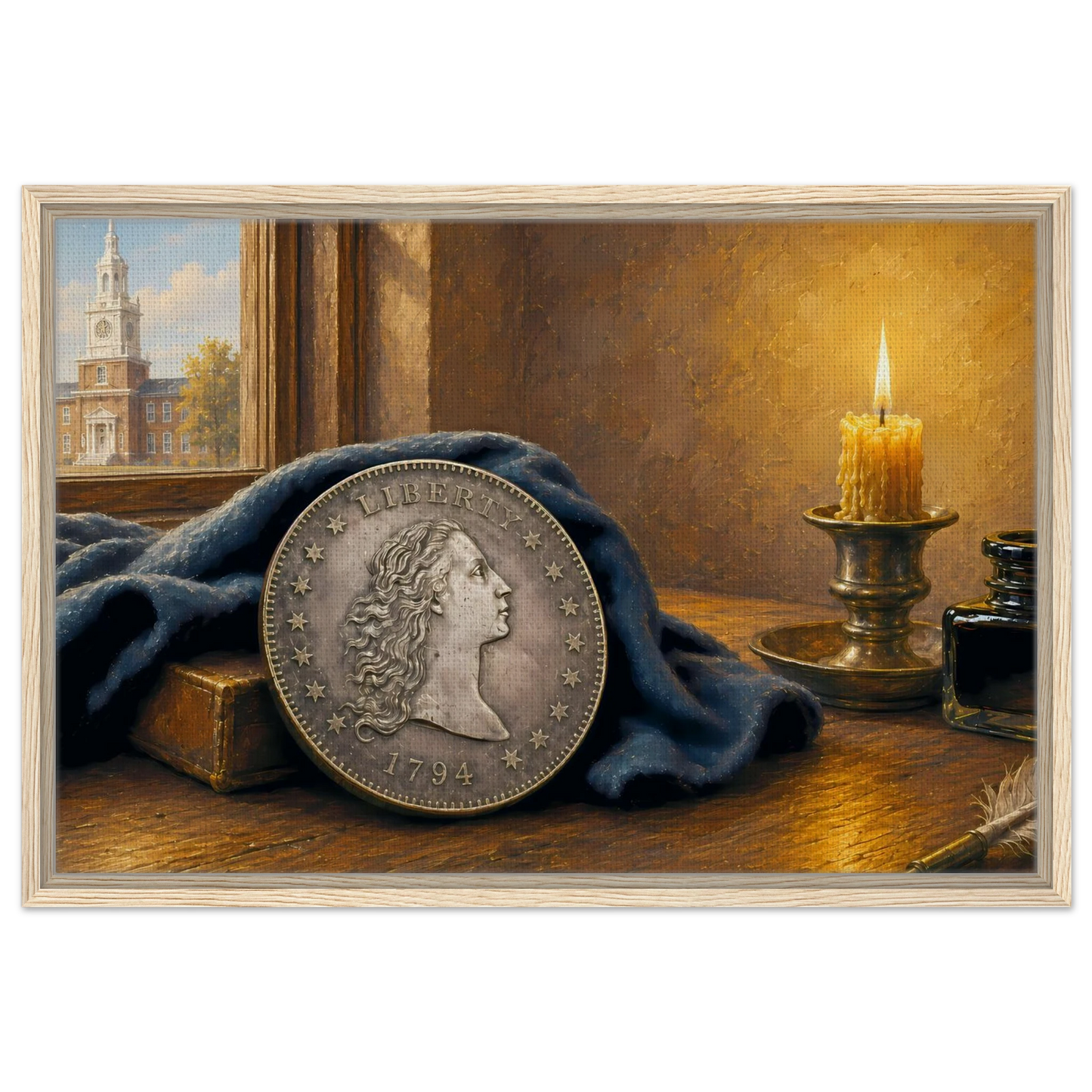 1794 Flowing Hair Silver Dollar framed canvas — view 11