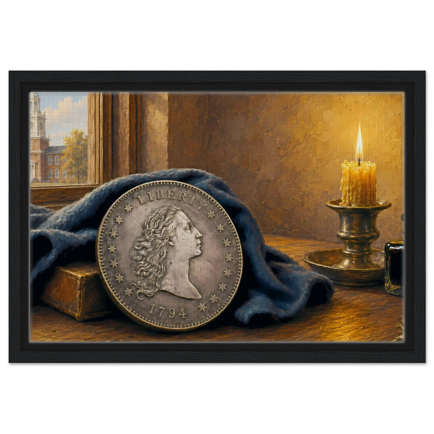 1794 Flowing Hair Silver Dollar framed canvas — view 8